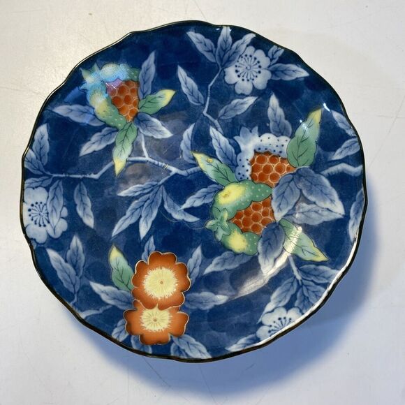 Vintage Japanese Juzan Gama Arita Ware Porcelain Trinket Shallow Bowl Dish 4.5” - Picture 1 of 5